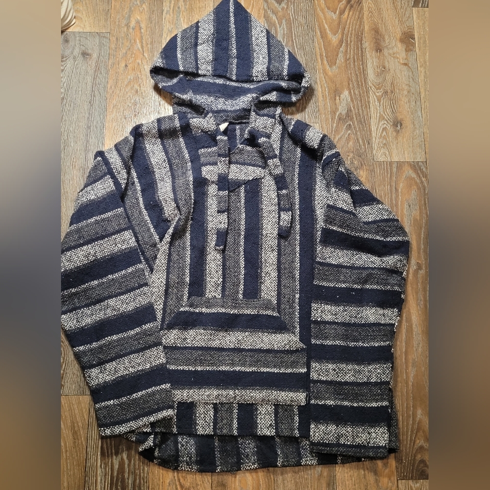 Molina Baja Hoodie Mens Size XL Blue Gray Knit Kangaroo Pocket
